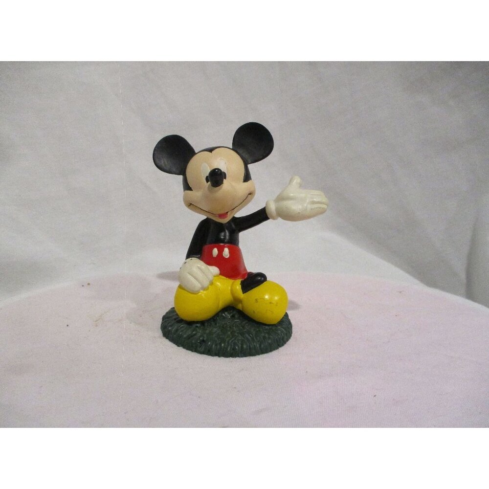 Mickey Mouse Vintage figurine Disney yellow shoes red shorts sitting crossed leg